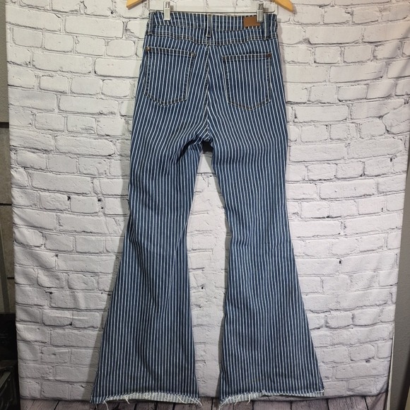 Judy Blue Jeans Womens 5/27 Railroad Striped Super Flare Stretch Denim - Picture 7 of 16